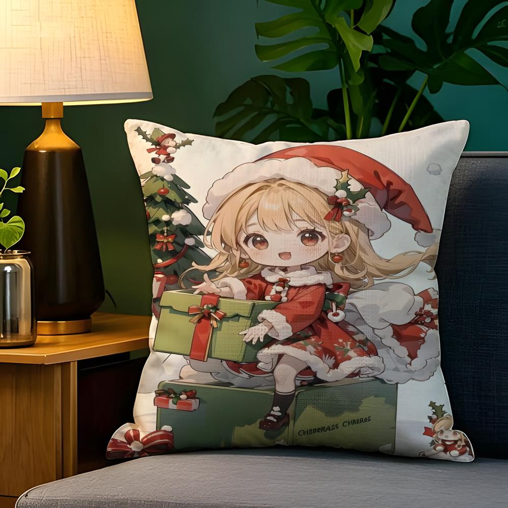 Christmas reindeer antler girl Pillow Case Natural Linen Pillow Case DoubleSided Decor Sofa Pillowcase Home Decor