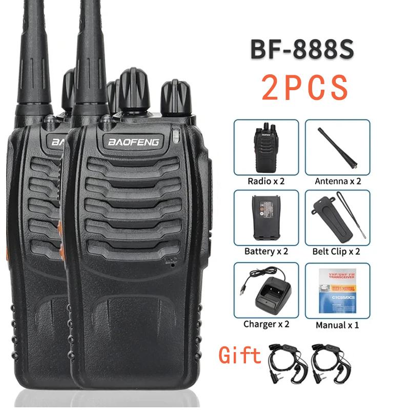 2pcs Baofeng BF 888S Pro Walkie Talkie Dual Band Portable Long Range UHF 400-470MHz Portable Ham Two Way Radio for Hunting
