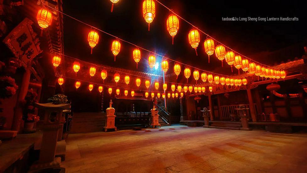 Buddha Character Door Pendant Light - Temple & Buddha Hall Zen Style, Red Lantern for Spring Festival Roof Decoration