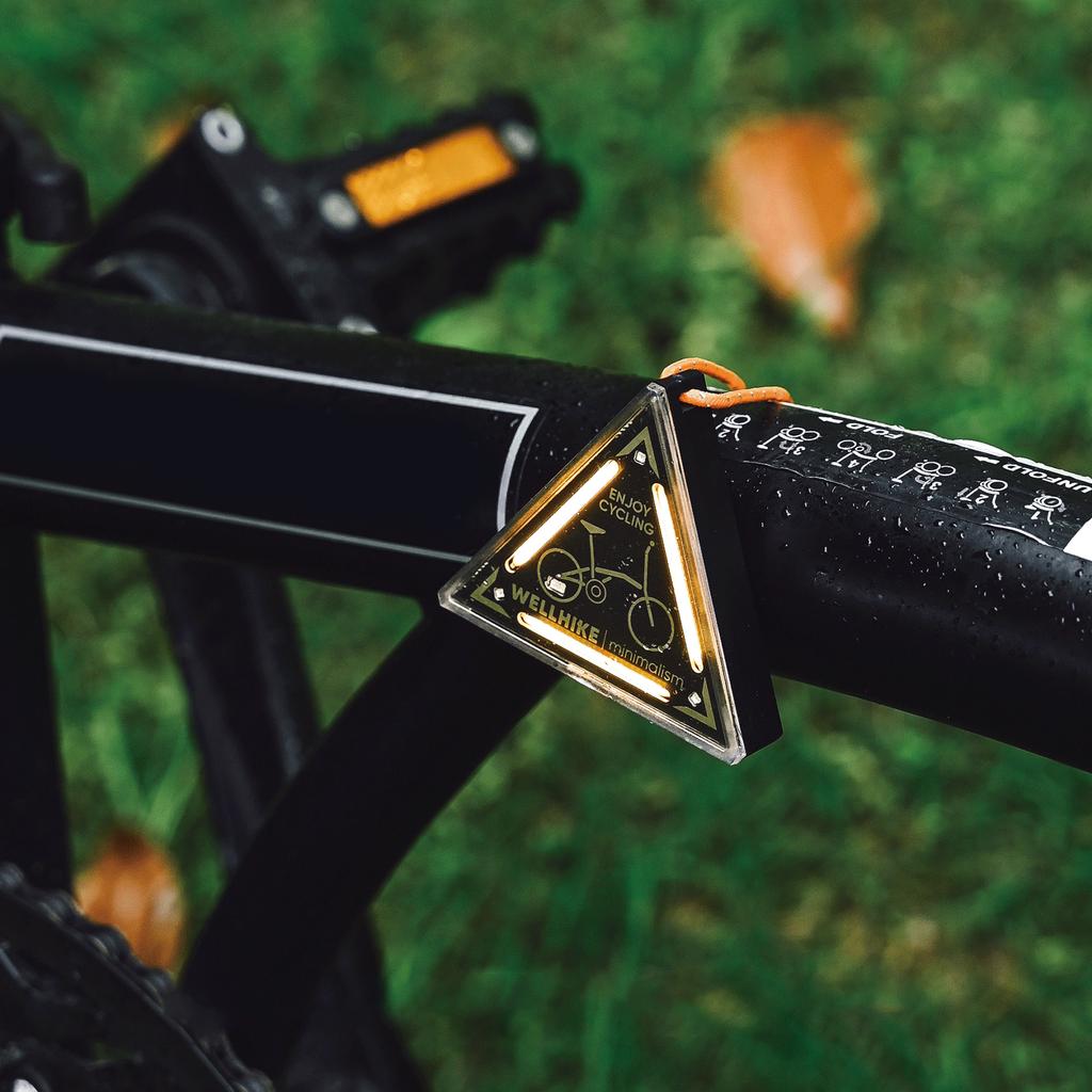 LED Cycling Triangle Safety Night Adjustable Brightness High Visibility Bike Warning Light Type-C Charging for Hiking Fishing