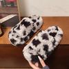 Fashion Women's One Word Slippers 2025 Winter New Outdoor Warm Plush Cotton Slippers Lightweight Comfortable Indoor Non Slip Home Shoes