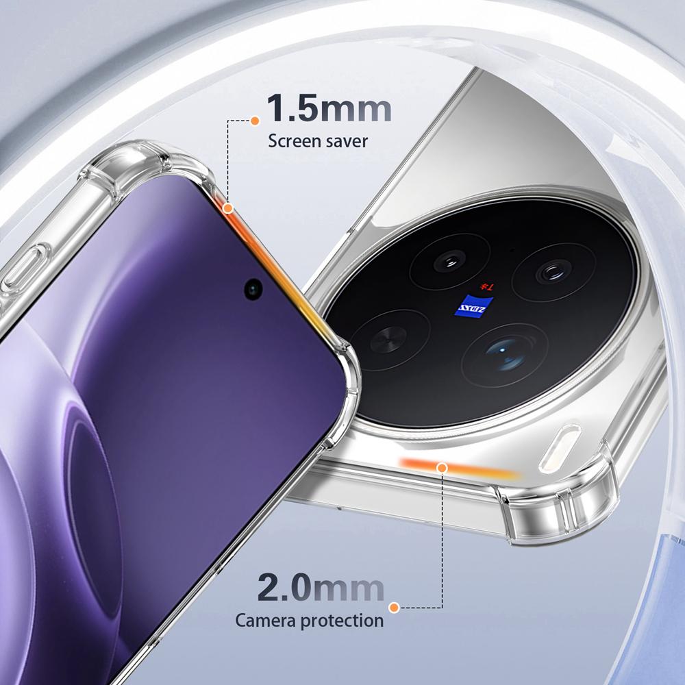 KEYSION Прозрачный противоударный чехол с усиленными углами для VIVO X300 Pro 5G Мягкий ТПУ+ПК Прозрачная задняя крышка для телефона для VIVO X300 Pro