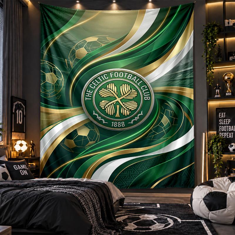 Wall Hanging Tapestry Celtic FC Print Cloth for Living Room Bedroom Home Decor