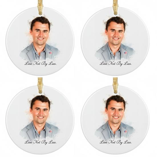 Charlie Kirk RIP Merch Live Not by Lies Conservative Christmas Ornament Memorial Tribute Keepsake