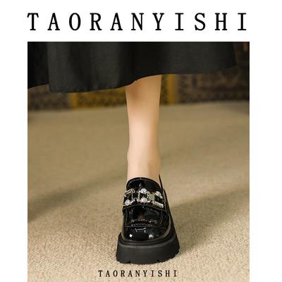 Кожаные маленькие кожаные туфли женские британский новый академический стиль ретро черные одинарные туфли толстый каблук универсальная толстая подошва