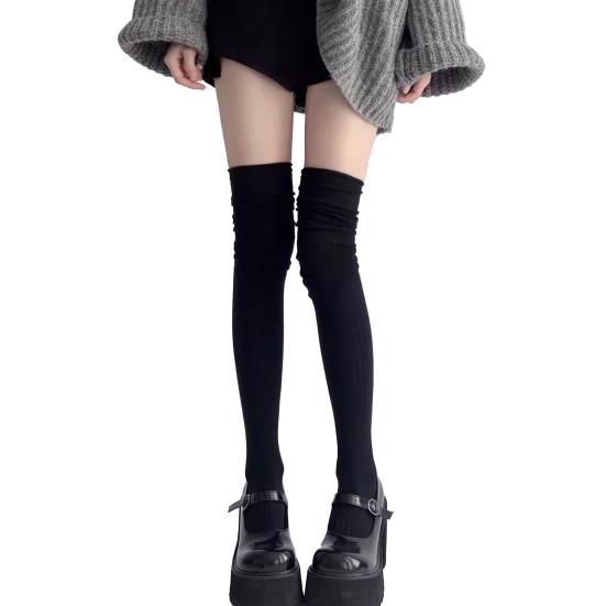 Slouch Thigh High Socks Women Stretchy Over-the-knee Scrunch Socks Long Over Knee Stockings for Boots Skirts Party Dating Street Wear