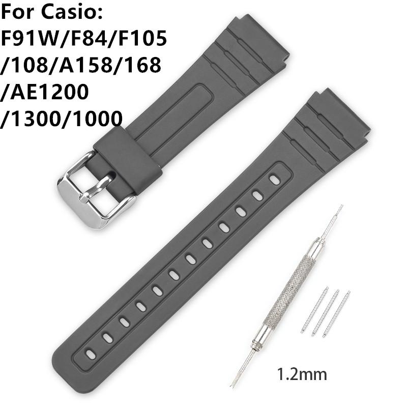 18 мм ремешок из ТПУ-смолы для часов Casio F-91W F-84 F-105/108 A-158/168 AE-1200/1300, водонепроницаемый спортивный браслет, аксессуары