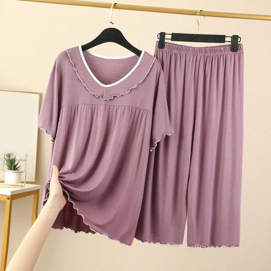 Женский комплект из двух частей пижамы с круглым вырезом и короткими рукавами, подходящие широкие рубашки