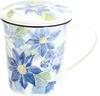 Ceramic Indigo Flower Mug with Lid Tea Clematis 60202 (with Strainer) Size Approx. W21.5 D9.8 H10.4