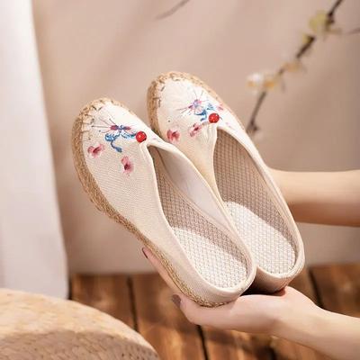 Модные шлепанцы на танкетке, цвета экрю, мюли, винтажные женские тапочки и женские сандалии для улицы, оригинальная обувь Y W F