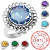 925 Sterling Silver Ring Women Gemstone Handmade Jewelry Valentine's Day Gift Amethyst Sapphire Blue Topaz Citrine Emerald Iolite Peridot Ruby Costume