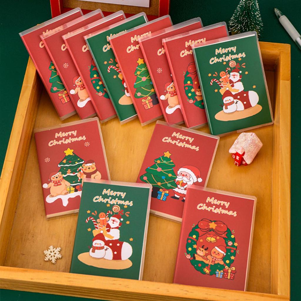 4 шт. карманный блокнот с рождественской тематикой блокноты маленькие блокноты журнал 128 страниц в линейку для ведения дневника рисования письма