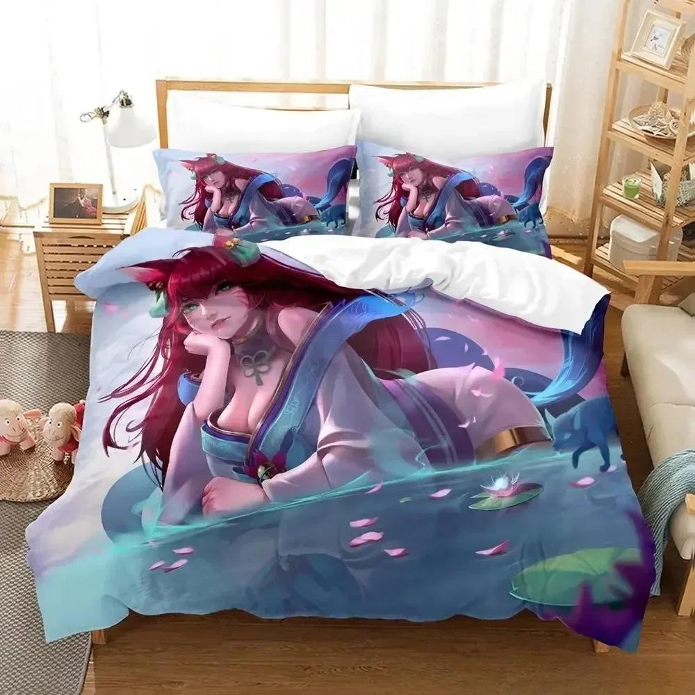 Новая игра Spirit Blosom Ahri Комплект постельного белья Спальня Мягкое Современное Покрывала Удобные Дети Дети Мягкое Пододеяльник Удобный Чехол для Одеяла И Наволочка