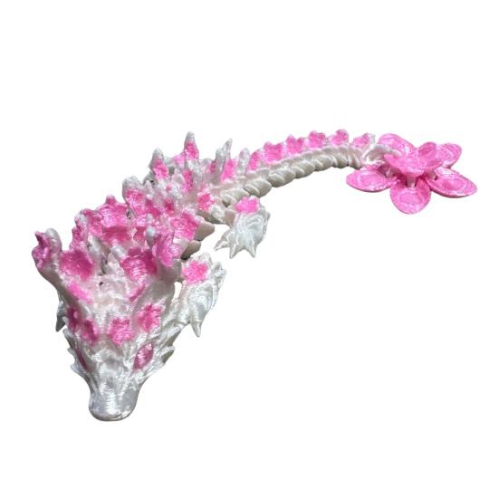 3D-печатная фигурка дракона из цветущей сакуры с подвижными суставами, статуэтка дракона с цветком, игрушка-антистресс, настольное украшение