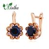 MINTHA Clip Earrings Trendy Wedding Daily Fashion Jewelry Hollow Black Cubic Zirconia Flower Earrings For Women Earrings