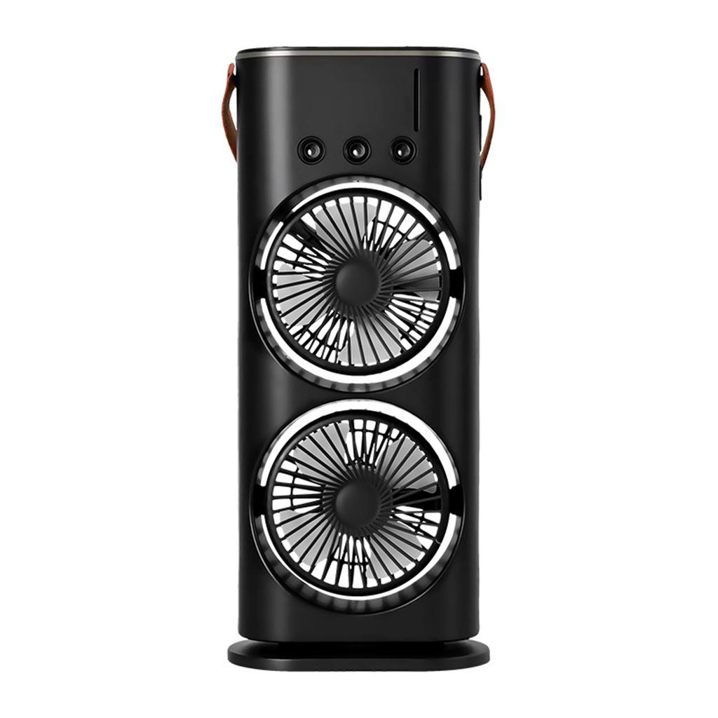 ABS Portable Mist Fan With LED Light For Colorful Cooling Dual Motor Rechargeable Humidifier Fan Air