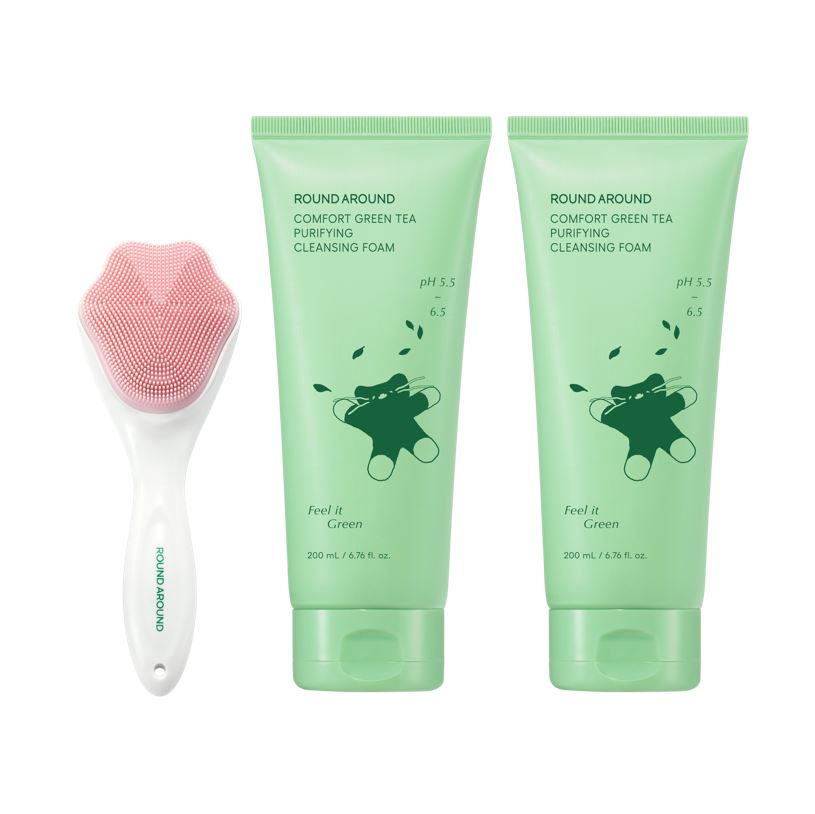 Round Around Comfort Green Tea Mildly Acidic Cleansing Foam 200ml Double Limited Edition