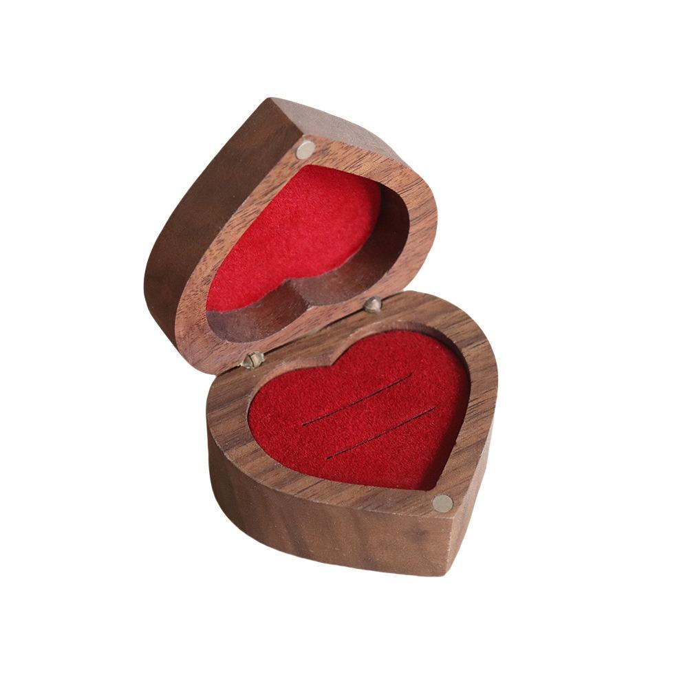 Шкатулка для колец из грецкого ореха на 1/2 слота, Шкатулка для свидетелей свадебных колец, Многофункциональный держатель для колец в форме сердца, Подарки