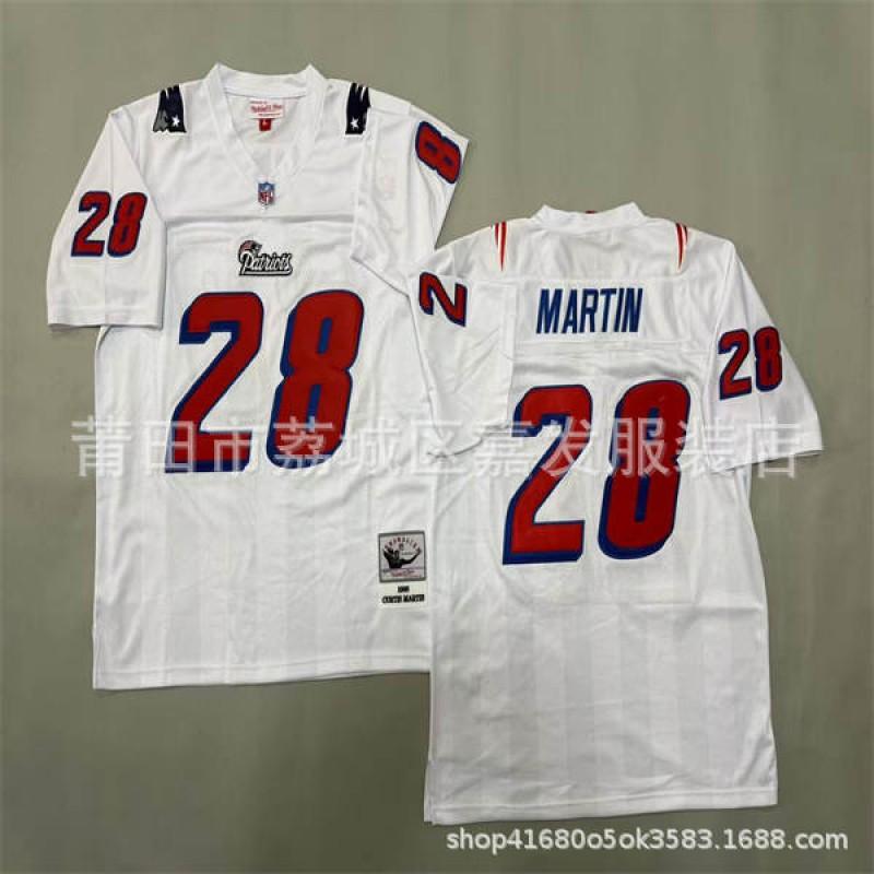 Retro American Football Jersey Mens Cotton T-Shirt Vintage Team Patriot 12 24 28 Short Sleeve Fall