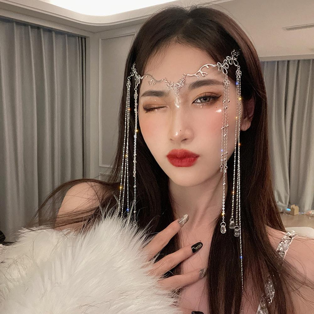 Chinese Style Waterdrop Hollow Women Tassel Hairpin Bead Hair Clips Crystal Barrette Rhinestones