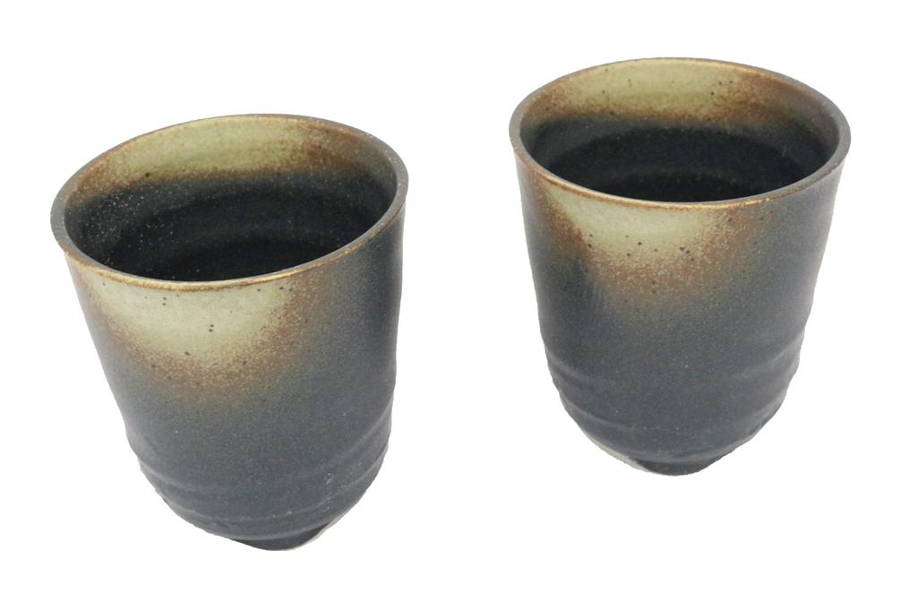 Castle Enterprise Mino Ware Japanese Cafe Series Manyo Teacups, Iga Bizen Style, Set of 10