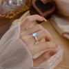 S925 silver inlaid treasure ring, natural garnet citrine single stone design, wire drawing process, high-end gift for women