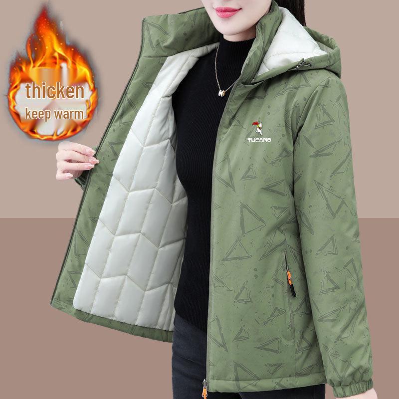 2024 Женская зимняя теплая хлопковая куртка с капюшоном для женщин среднего и пожилого возраста