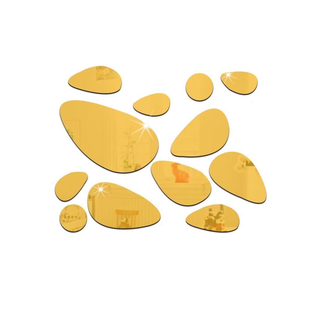 Украшения для дома Украшение для гостиной Наклейки на стену Зеркальная поверхность Виниловая фреска Искусство 3D Наклейки с галькой