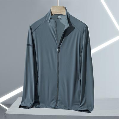 Летние мужские кожаные пальто с защитой от УФ-излучения, дышащие легкие дышащие легкие тонкие солнцезащитные костюмы с воротником-стойкой, повседневные куртки больших размеров