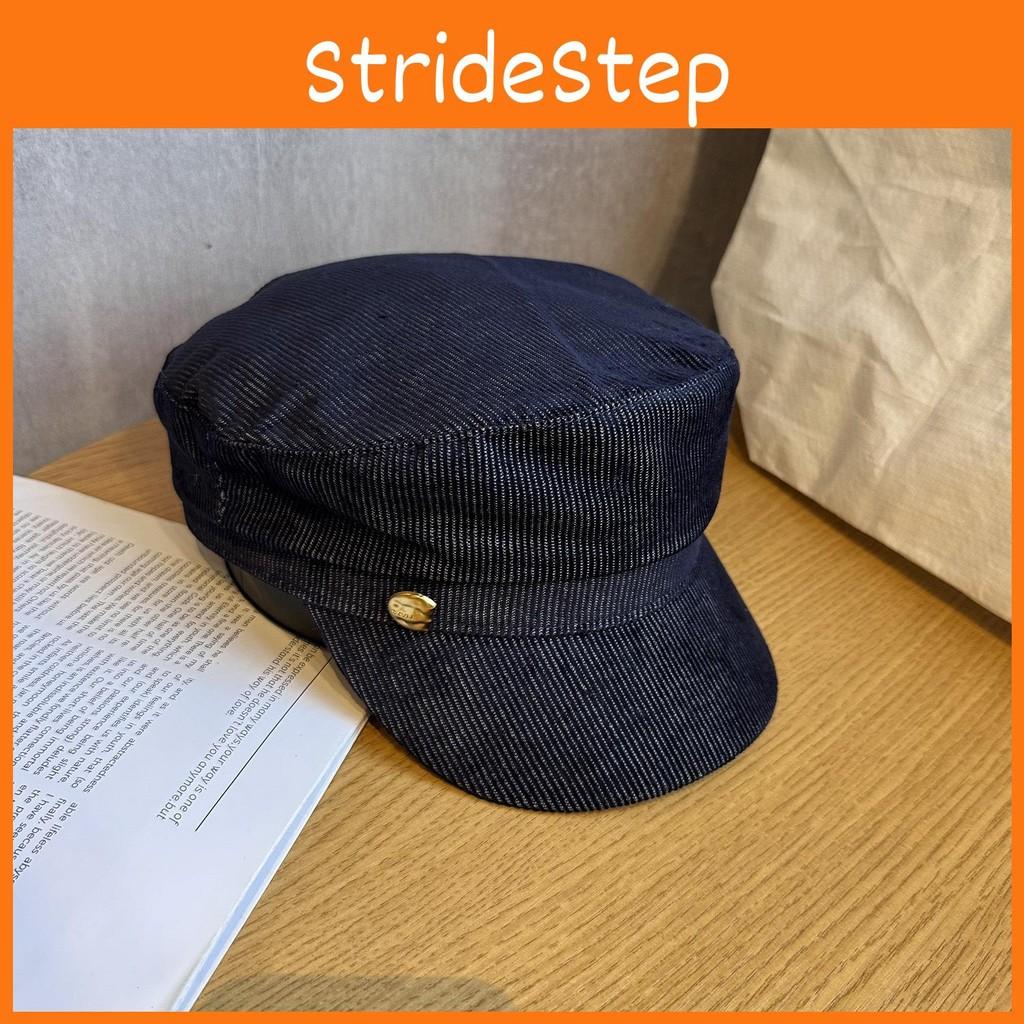 Street Color Solid Style Navy Flat Top Cap Breathable Fabric Urban Casual Wear
