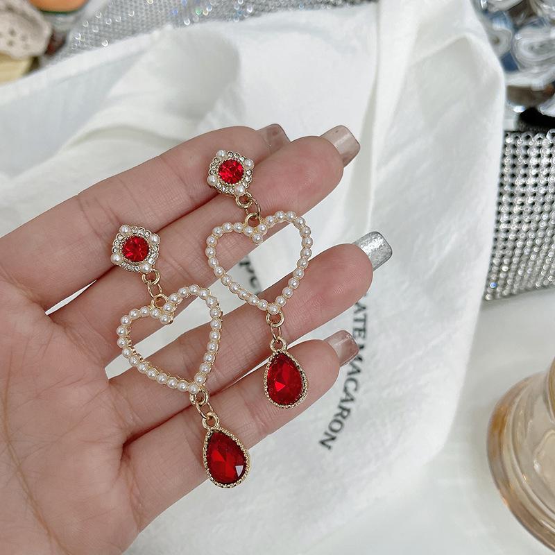 Vintage Long Rhinestone Ear Clips Without Ears Hole Earrings Temperament Crystal Pearl Clip on Earrings for Women Wedding Party