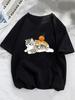 Women'S Cute Cat Graphic TShirt Short Sleeve Round Neck Soft Comfortable Casual Tee with Adorable Orange Cat Print T Shirt Women