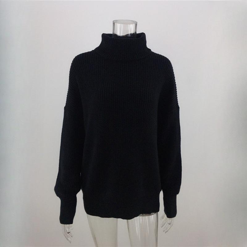 IHUASU Женский осенне-зимний свободный свитер с высоким воротом, однотонный свитер большого размера