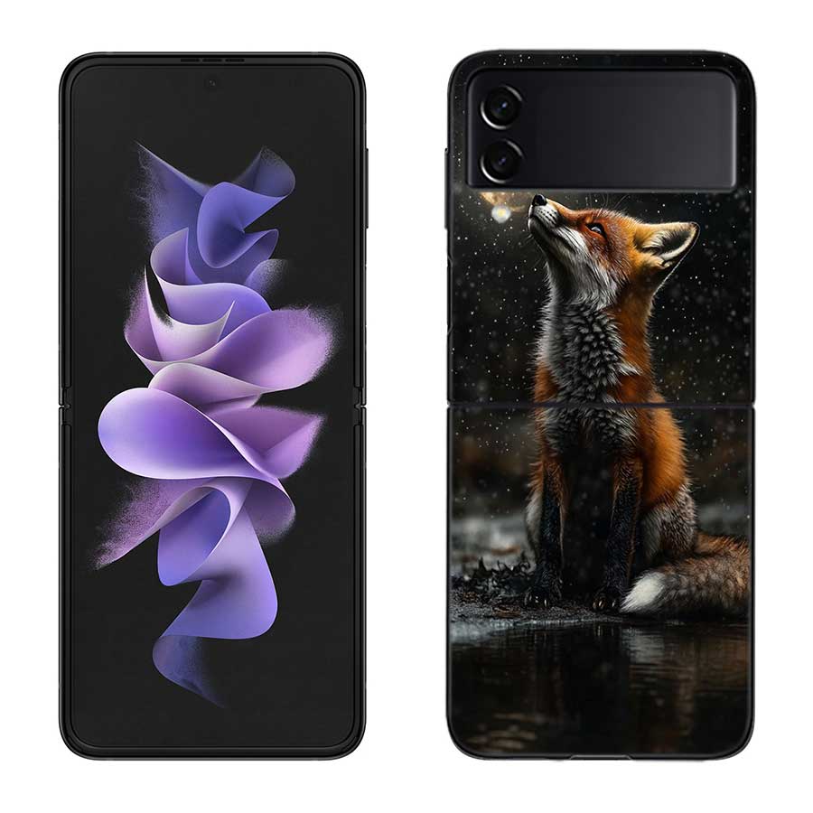 Red Fox Vulpes Phone Case For Samsung Z Flip 7 6 5G Galaxy Z Flip 5 4 3 Black Hard Cell Cover Luxury PC Shell Coque