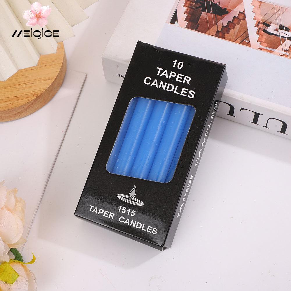 Набор из 10 цветных свечей на длинной ножке для столовой, ресторанов, аварийного освещения и домашнего использования