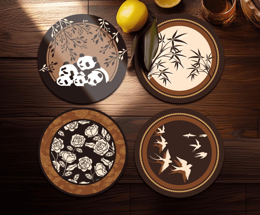 Vintage Caramel Chinese Style Diatomite Coaster Creative Fruit Plate Heat Resistant Cup Mat Absorbent Anti Slip Kitchen Tea Pad