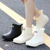 Japanese New Medium Tube Rain Shoes Women's Fashion Water Shoes Outer Wear Medium Tube Water Shoes Adult Short Rain Boots