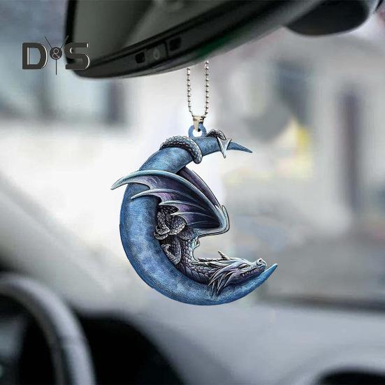 Butterfly Jesus Cross Hanging Ornament Moon American Flag Pendant Car Interior Decor for Auto Rear View Mirror Accessories Christmas Tree Charm