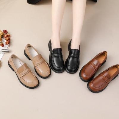 Женская обувь из коровьей кожи, кожаная, низкий верх, толстый каблук, низкий каблук, мягкая подошва, мягкая поверхность, круглый носок, удобная, универсальная, повседневная, офисная