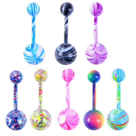 1/9 шт. женское цветное пальто с двойным шариком, штангой, пупком, кольцом в пупке