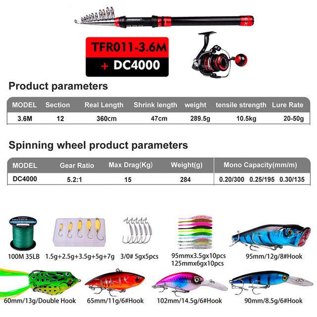 Новый рыболовный набор, комбинированная телескопическая удочка 1,8-3,6 м, карбоновая дорожная удочка с вращающейся катушкой, крючок для наживки, рыболовная сумка, подходит для летней пески