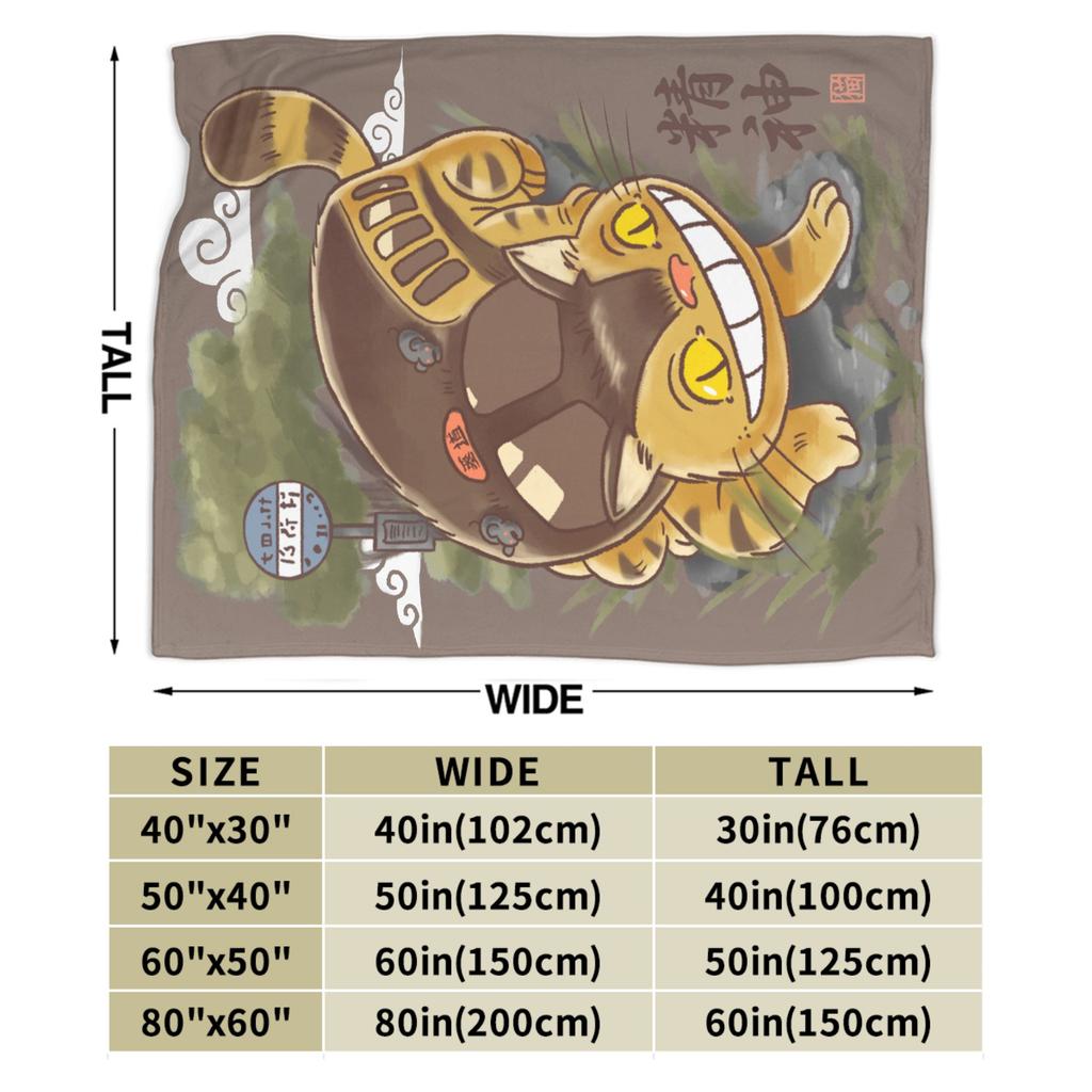 Традиционные вязаные одеяла Некобус Японские Т-Тоторо Кот-автобус Флисовый плед Постельные принадлежности Диван Портативные Мягкие Теплые Покрывала
