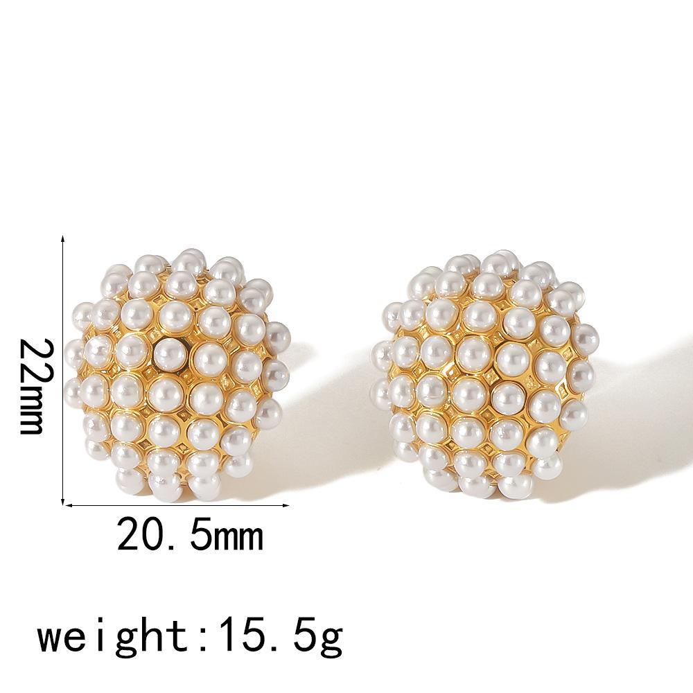 Серьги-гвоздики из титановой стали с жемчугом, женские, не выцветающие, простые серьги из 18-каратного золота из нержавеющей стали