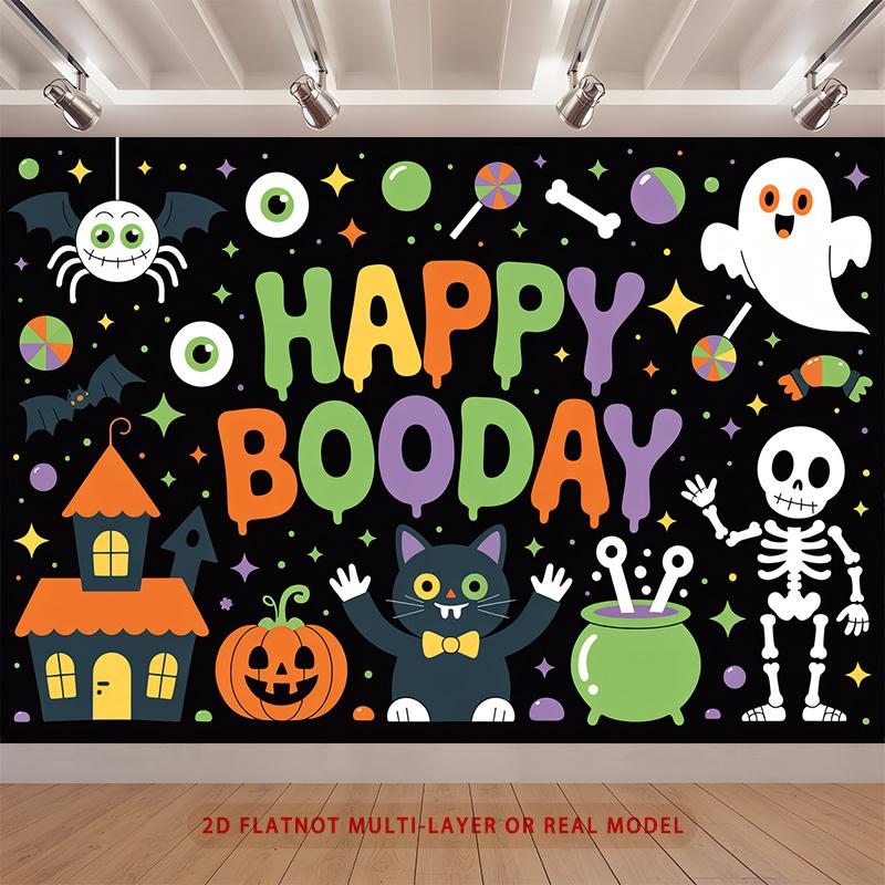 Party Backdrop Halloween Flat Booday Multi Layered Celebrations Event Backdrop Decoration Front Door Decor