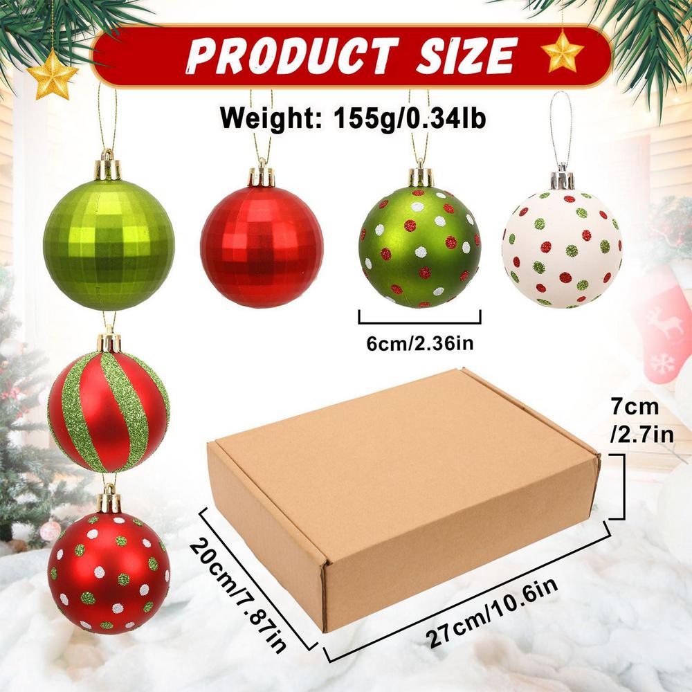 Christmas Ball Ornaments 12 Pieces Hangable Decoration Sparkling 2.36 Inch Glitter Ornaments Balls For Christmas Trees For