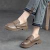 Genuine Leather Women Shoes Spring Retro Round Toe Soft Soles Shallow Handmade Low Heel Loafers Woman Pumps