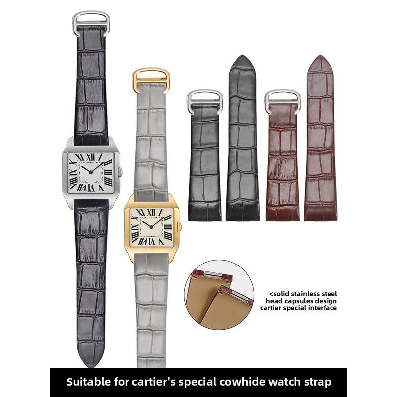18 мм 21 мм Ремешок для часов из натуральной кожи Для Cartier Santos W2007051 W2006951 Ремешок для часов мужской женский Браслет Наручный аксессуары