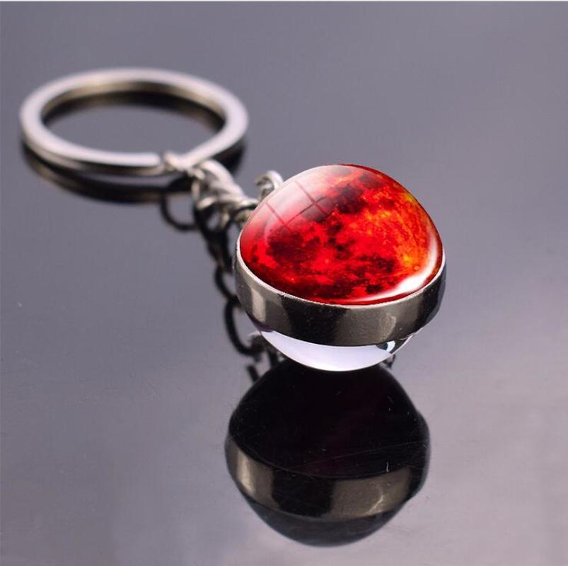 Solar System Planet Keyring Galaxy Nebula Space Keychain Moon Earth Sun Mars Art Picture Double Side Glass Ball Key Chain