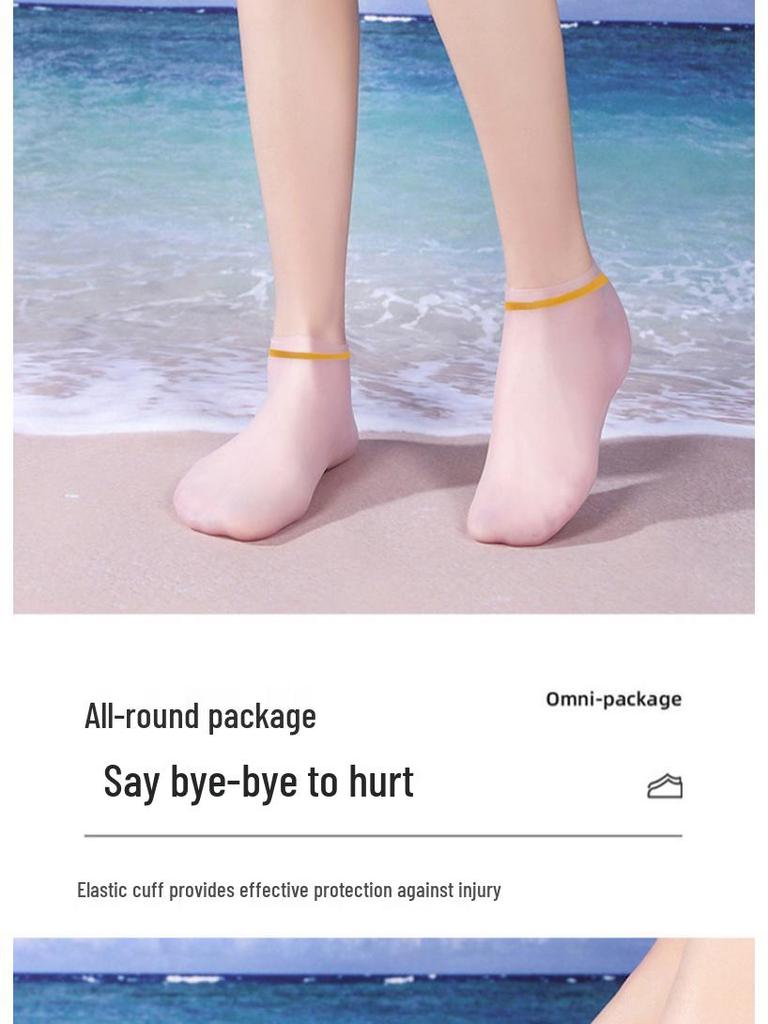 Waterproof Silicone Non-Slip Diving Socks with Drawstring for Snorkeling and Swimming - Unisex High Elasticity Beach Footwear