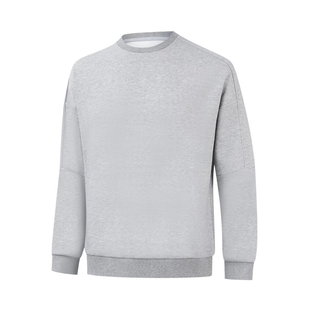 Li Ning Sweatshirts Men's Heather Gray Crew Neck Moderate AWDV299-2